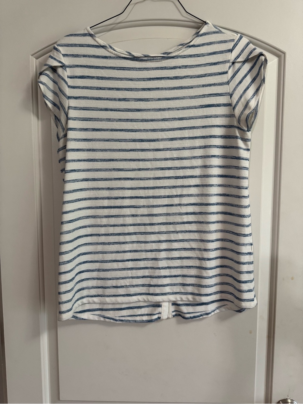 Market & Spruce Blue and White Striped Crew Neck Tee